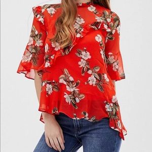 MISS SELFRIDGE | *Exclusive* Printed Ruffle Blouse